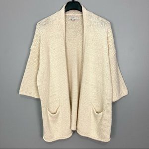 LOFT Thick Knit Cardigan Sweater Women’s Size XL Open Front Pockets 3/4 Sleeves
